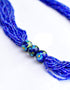 Blue Pottery Three Bead Side Necklace In Blue